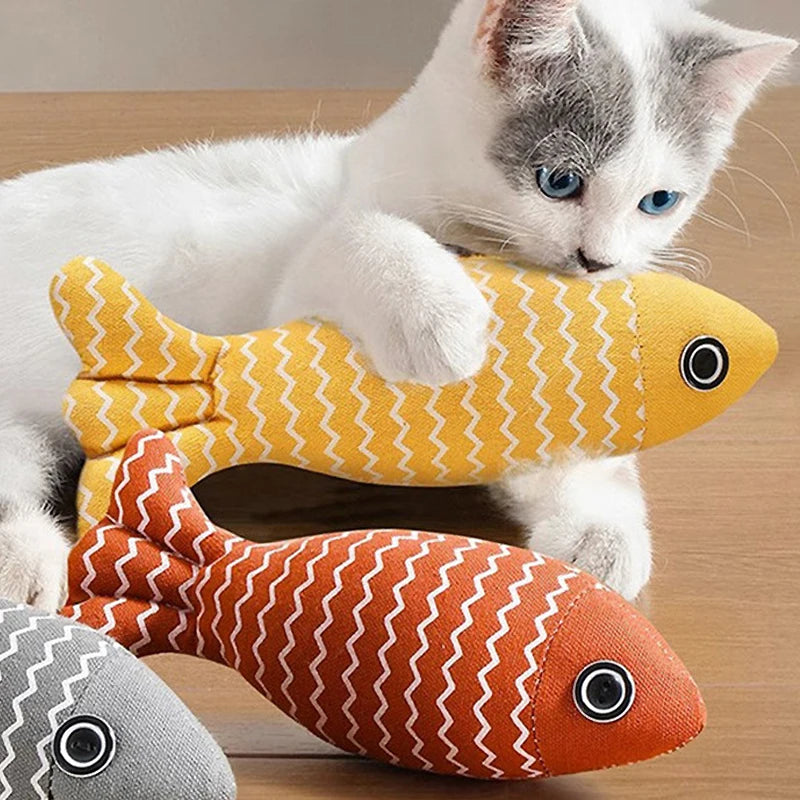 New pet toys, cat toys, linen fish pillows, self hi cat mint doll, pet supplies
