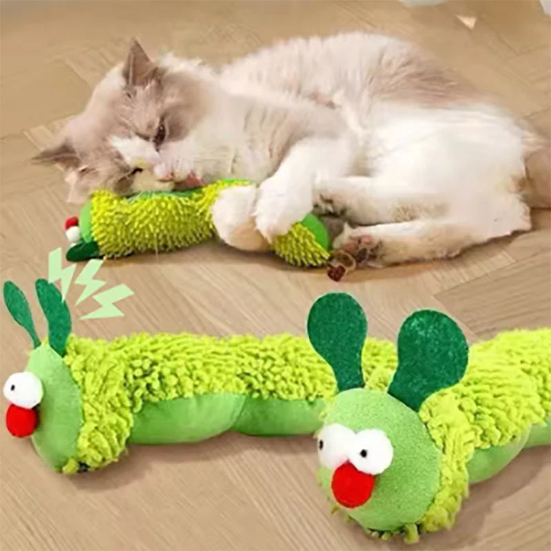 Pet plush toys cat self entertainment toys durable and bite resistant caterpillar plush toys suitable for cats to play at home