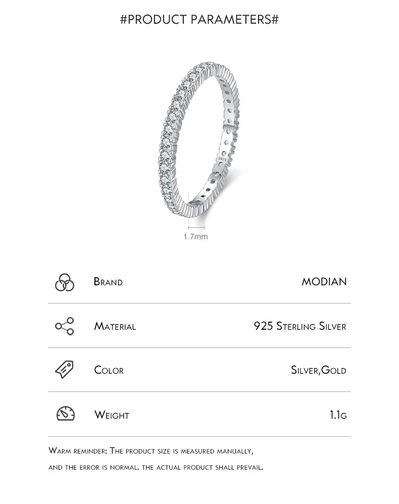 MODIAN 925 Sterling Silver And Gold Classic Sparkling Zircon Wedding Engagement Band Promise Bridal Ring For Women Fine Jewelry Gift