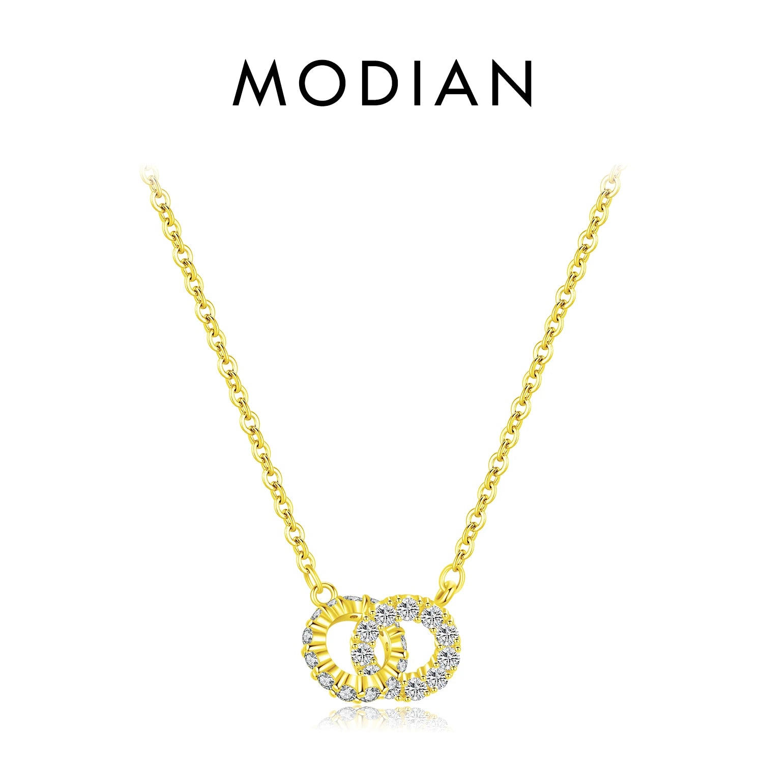 MODIAN 925 Sterling Silver Sparkling Circle Lock Fashion Pendant Necklaces Basic Daily Trendy Jewelry For Women Gifts