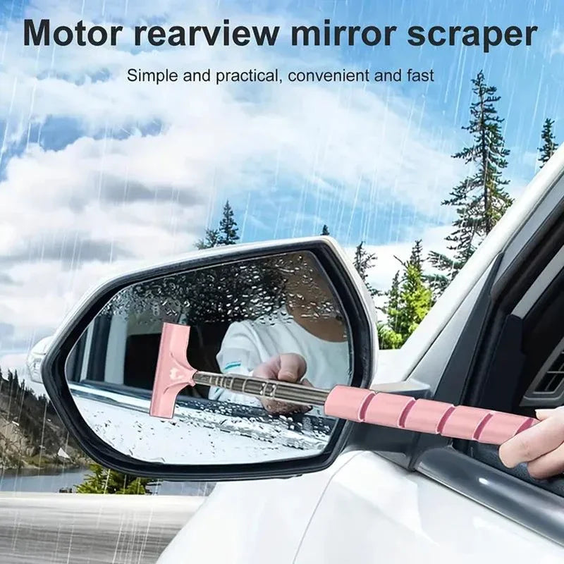 Car Rearview Mirror Wiper Telescopic Handle Car Rearview Mirror Wiper Durable Stainless Auto Glass Cleaning Tools Cleaning Brush