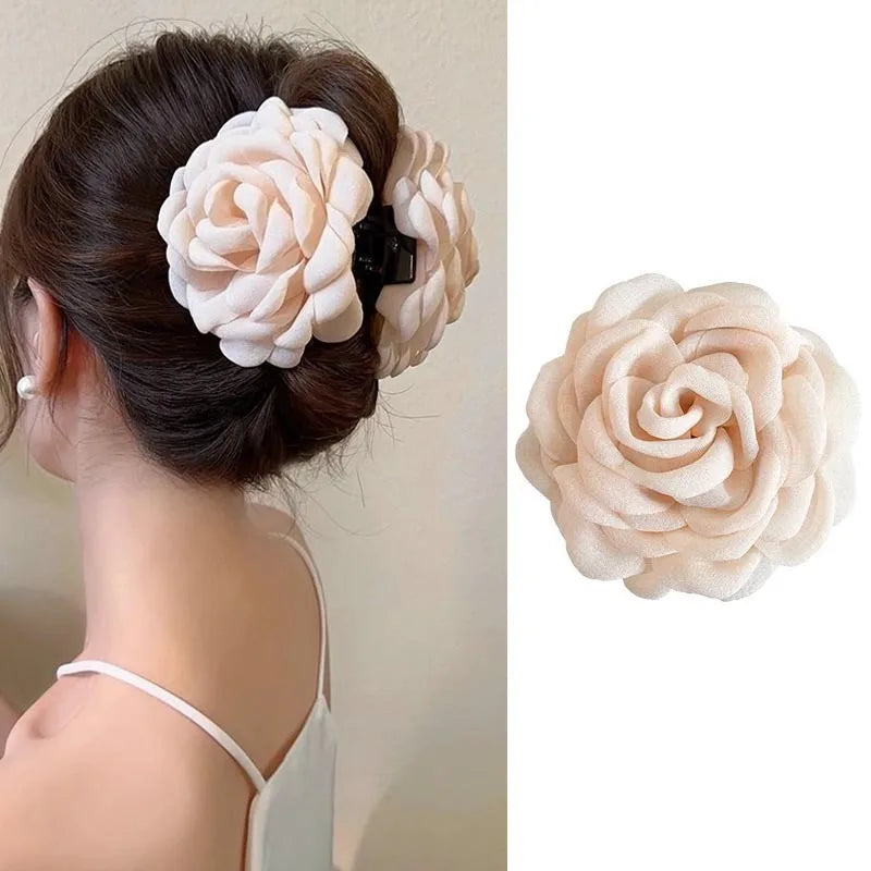 Fabric Rose Flower Hair Claw Clips For Women Girls Hair Clip Barrette Hairpins Hair Clamps Headwear Hair Accessories Gift