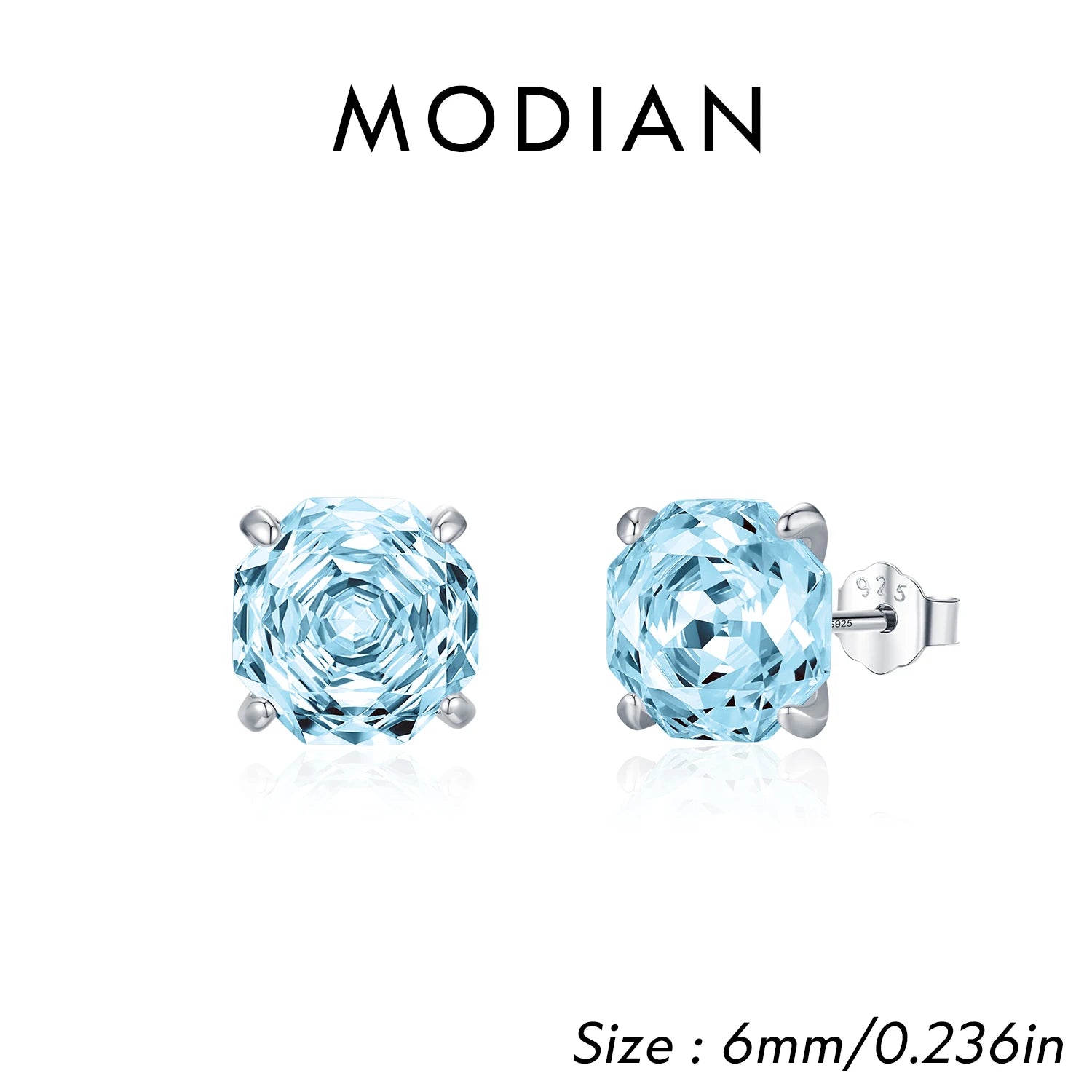 MODIAN 925 Sterling Silver Polygon Multi-Color Rose Cut Cubic Zirconia Luxury Stud Earrings For Women Party Fine Jewelry