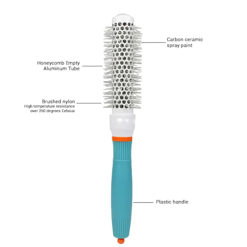 Professional Salon Hair Styling Brush Round Barrel Curly Hair Comb Hairdressing Comb Wet and Dry Dual Use Hairbrush Roller Tools