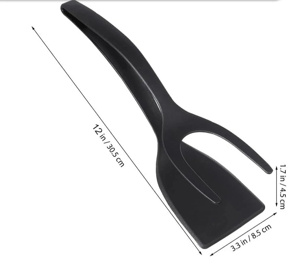 New 2 in 1 Grip Flip Spatula Tongs Egg Flipper Spatula Nylon Non Stick Coating Pancake Fish French Toast Omelet Making Tool