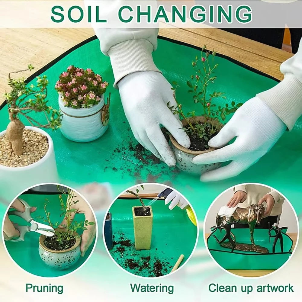 50/66/75/100cm Gardening Mat PE Transplanting Waterproof Square Plants Potting Tray Washable Thicken Foldable Garden Accessories