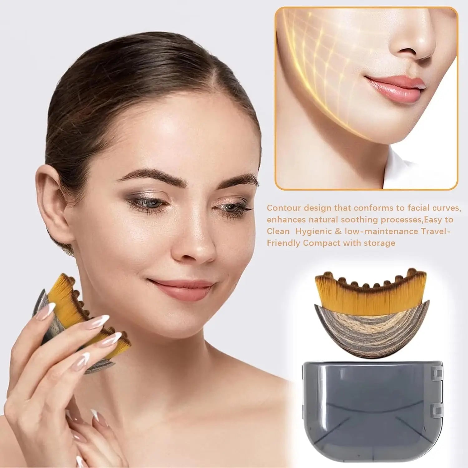 Portable Lymphatic Contour Face Brush Multi-function Chin Reduce Puffiness Lymphatic Drainage Face Brush Facial Sculpting Tool