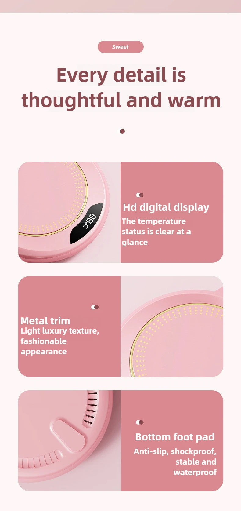 USB Cup Warmer Coffee Mug Heating Coaster 3 Temperature Setting Thermostatic Hot Plate Milk Tea Water Heating Pad Cup Heater