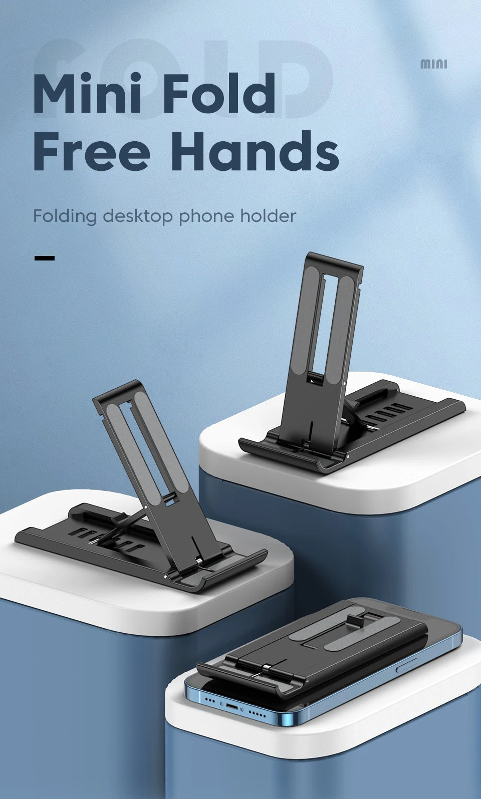 Foldable Desktop Phone Holder Portable Mini Moblie Phone Stand For Xiaomi iPhone Samsung Huawei Smart Phone iPad Tablet Holder