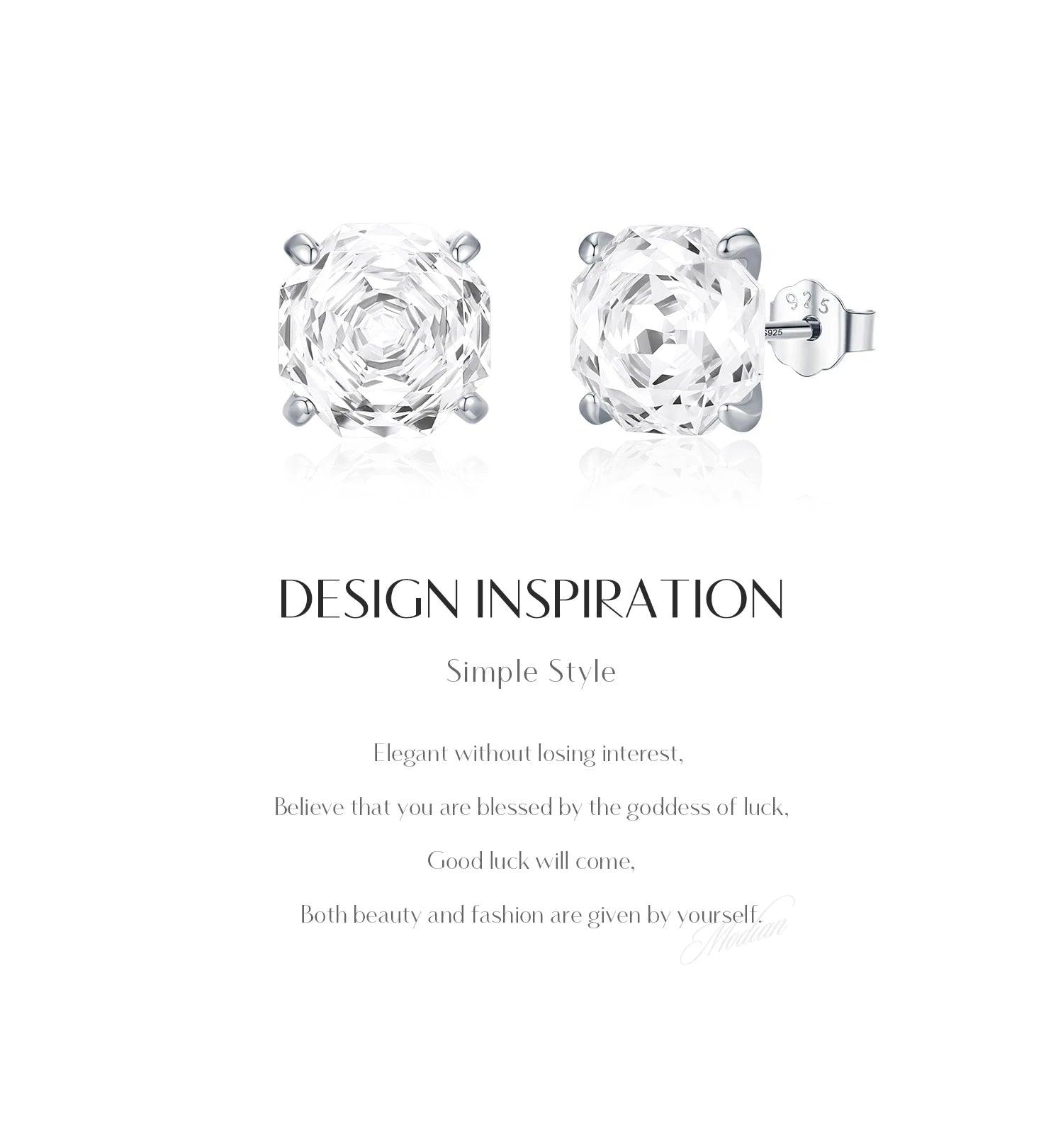MODIAN 925 Sterling Silver Polygon Multi-Color Rose Cut Cubic Zirconia Luxury Stud Earrings For Women Party Fine Jewelry