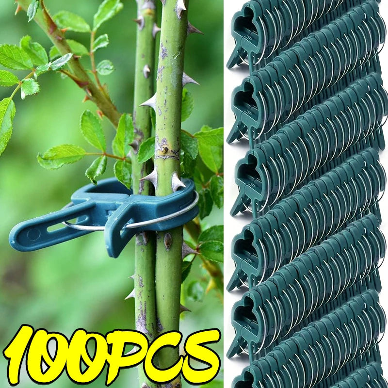 Garden Plant Support Clips Reusable Green Plastics Clips Climbing Plants Tomato Vine Support Clip Secure Growth Fixation Tools