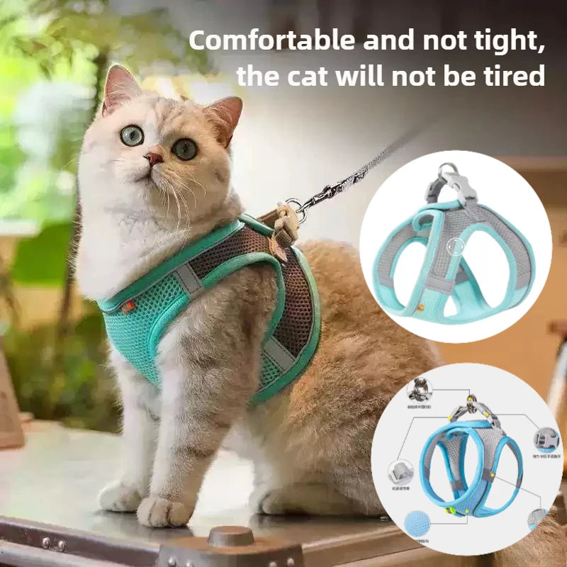 Pet Things Accessories Cute Adjustable  Collar and Leash Set for Walking Safe Reflective Soft Comfortable Vest For Small Medium Dog Cat Pet