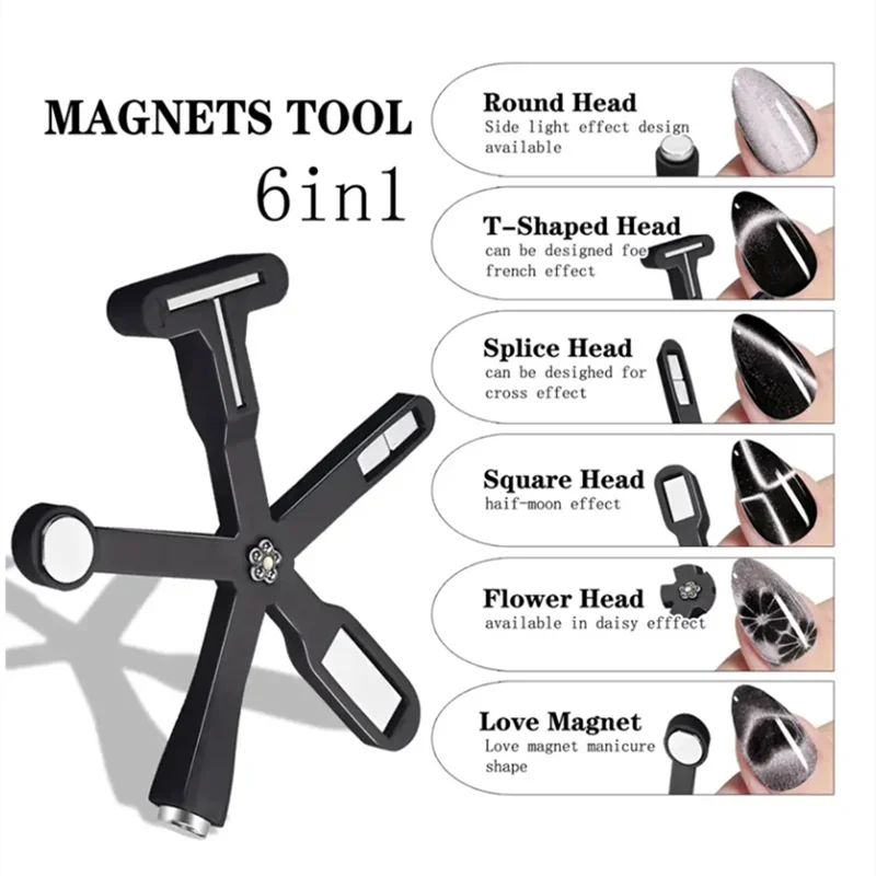 5/6-IN-1 Strong Magnetic Stick for Cat Eye Gel Polish Nail Magnet Tool Magnet Pen Nails Art Design Glitter Effect Manicure Tools