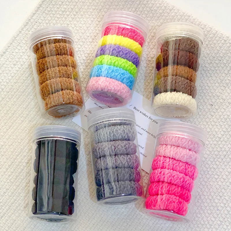 6pcs Box Packed Thick High Stretch Hair Bands For Women Girls Ponytail Holder Hair Tie Scrunchie Rubber Band Hair Accessories