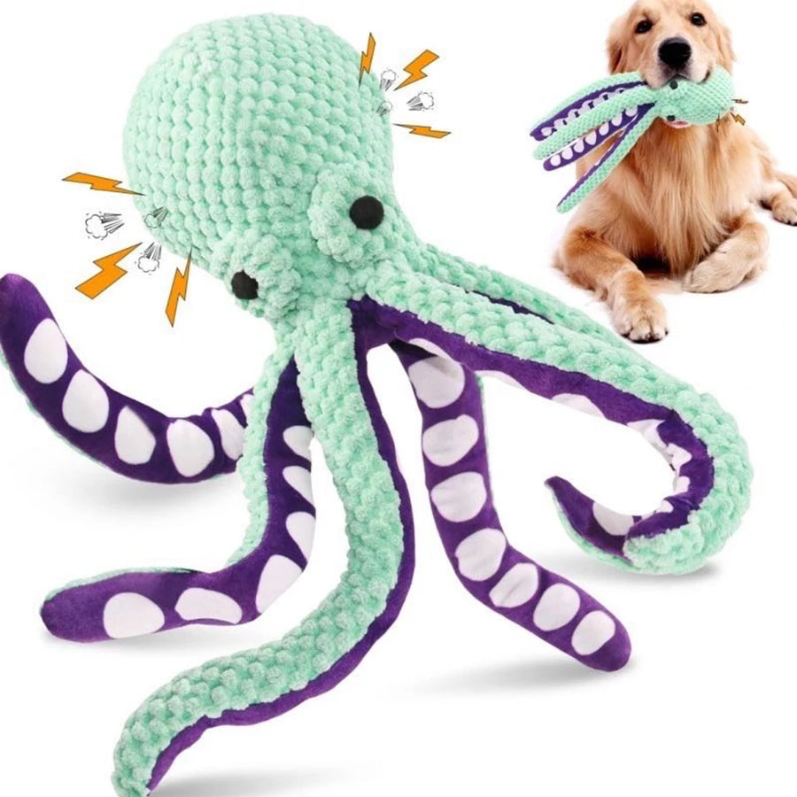 Dog pet plush octopus boredom companion toy interactive sound anti-demolition home large and small dog toy
