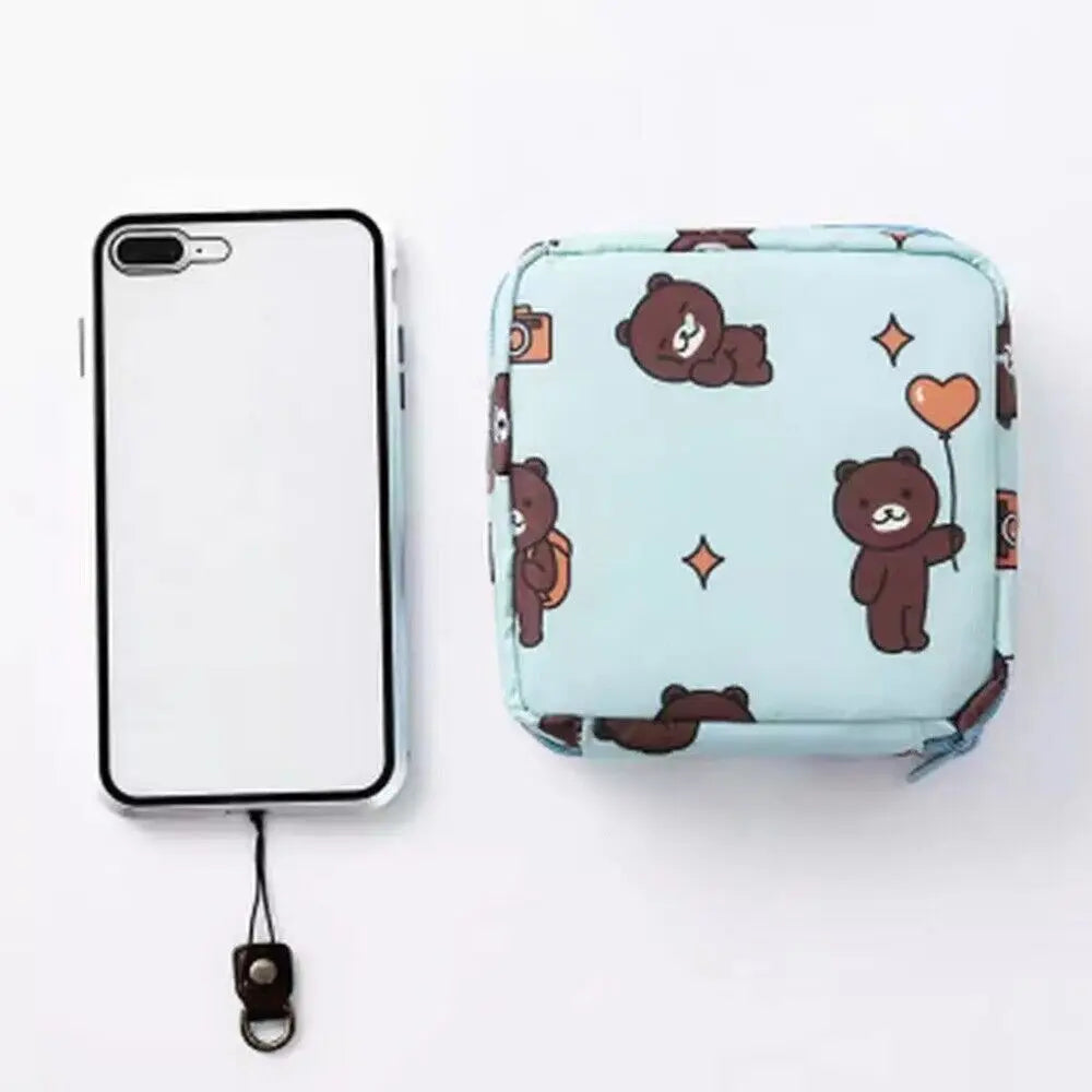 Napkin Credit Card Holder Makeup Organizer Headphone Case Sanitary Mat Bag Sanitary Bag Change Purse Tamper-Proof Storage Bag