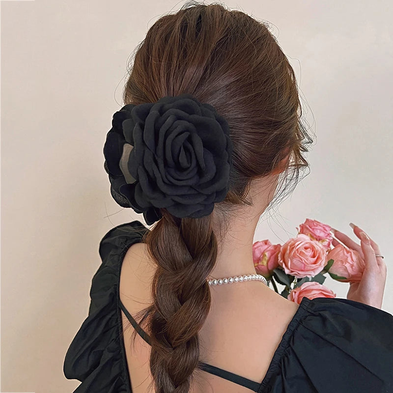 Fabric Rose Flower Hair Claw Clips For Women Girls Hair Clip Barrette Hairpins Hair Clamps Headwear Hair Accessories Gift