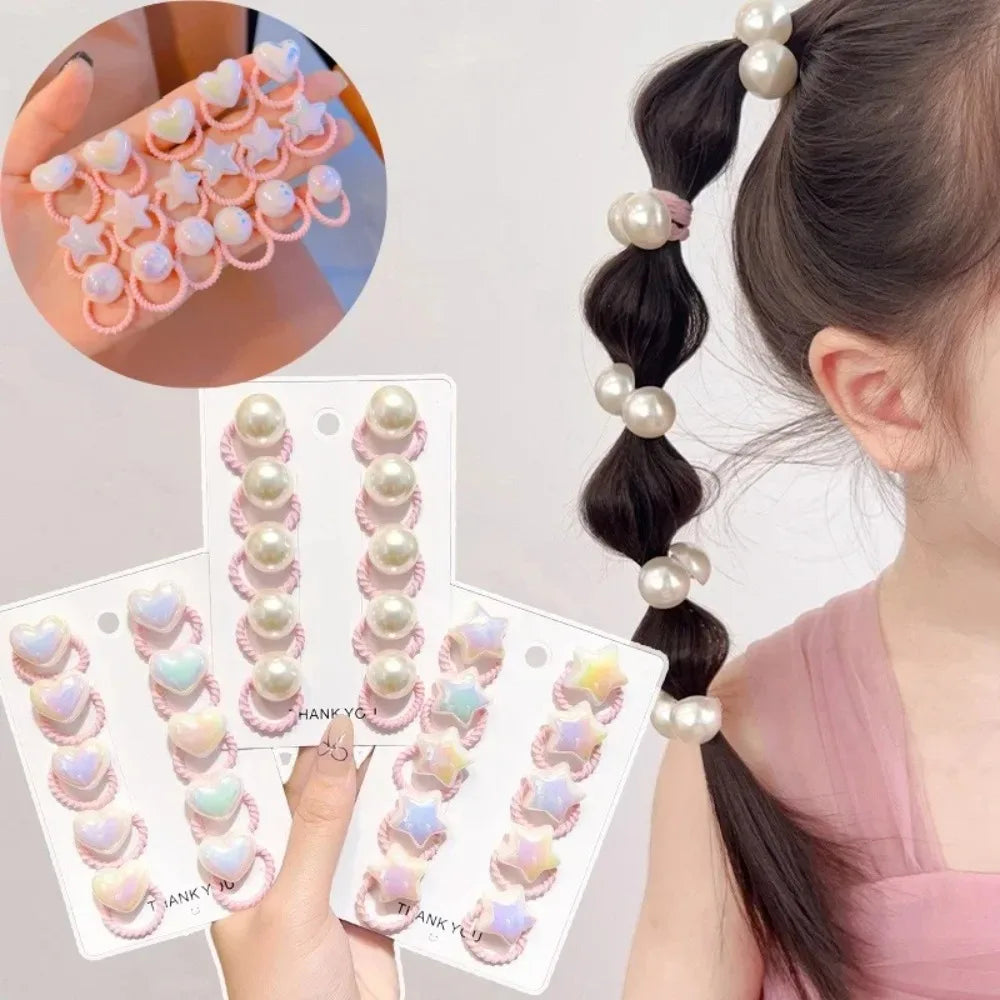 10PCS Cute Hair Ropes Set for Girls Elastic Rubber Bands Ponytail Headwear Hair Accessories Ropes Headwear Korean Styling Tools