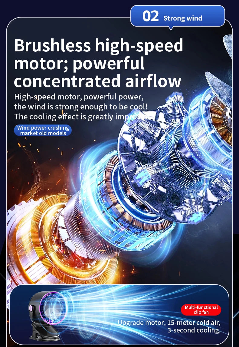 Multi-functional Circulating Fan With Clip 3-in-1 Turbo Fan Electric High-speed Clip Fan 100 levels of free adjustment Mini Fan
