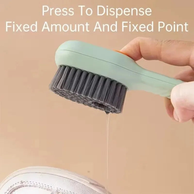 Multifunction Cleaning Shoe Brush Soft Automatic Liquid Shoe Brush Long Handle Clothes Soap Brush with Hook Clean Tool