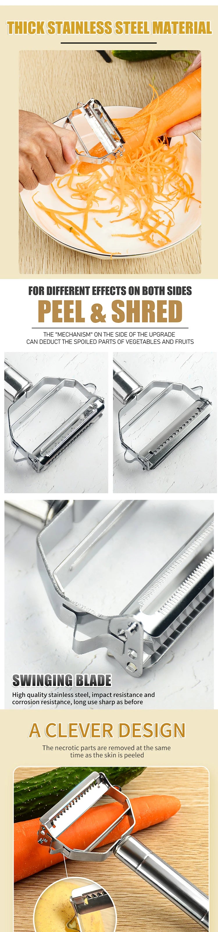Stainless Steel Multi-function Peeler Slicer Vegetable Fruit Potato Cucumber Grater Portable Kitchen Accessories Tool