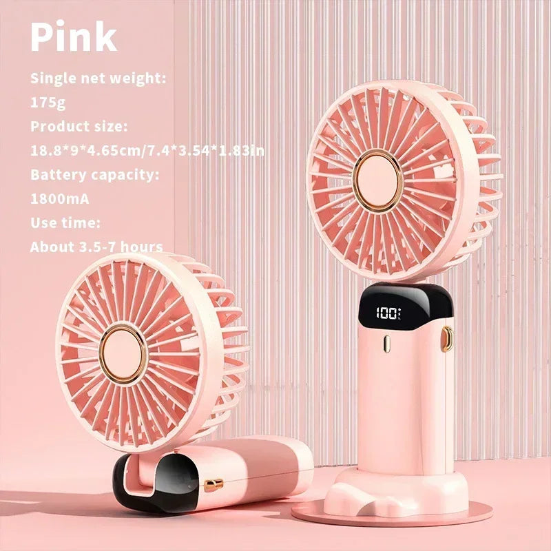 5 Speed with USB Rechargeable Battery Desk Outdoor Neck Hanging Fan ﻿Foldable Handheld Portable Fan Mini Foldable HandFan