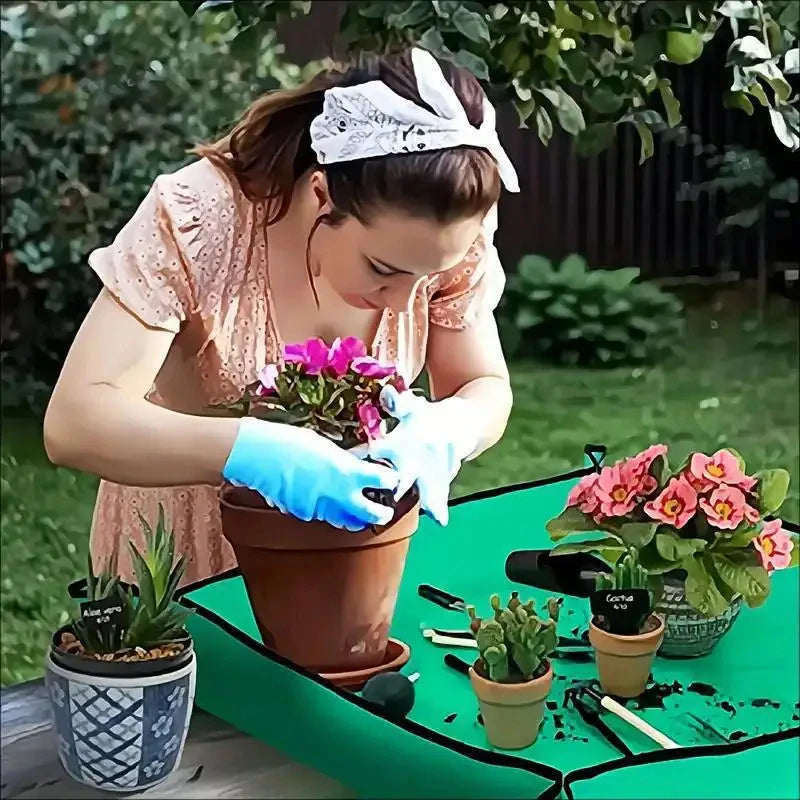 50/66/75/100cm Gardening Mat PE Transplanting Waterproof Square Plants Potting Tray Washable Thicken Foldable Garden Accessories