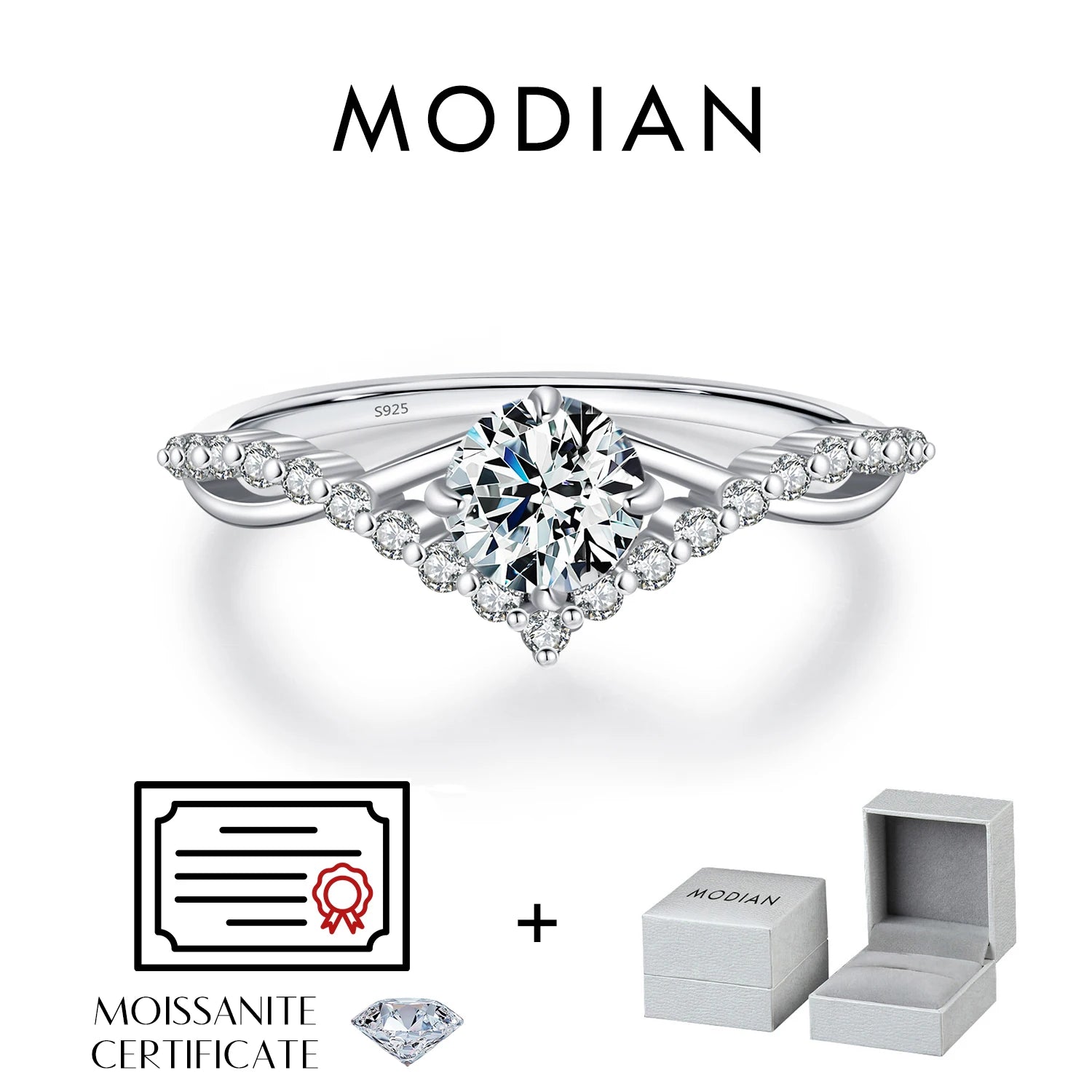 MODIAN Crown D Color Moissanite Ring Delicate Lab Diamond Ring 925 Sterling Silver For Women Wedding Engagement Jewelry