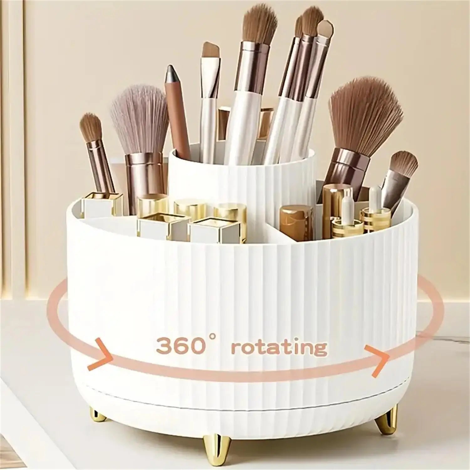 Brush Pen Holder 360 Rotating Makeup Desktop Cosmetic Storage Box Organizer Large Capacity for Bathroom Portable Lipstick Makeup