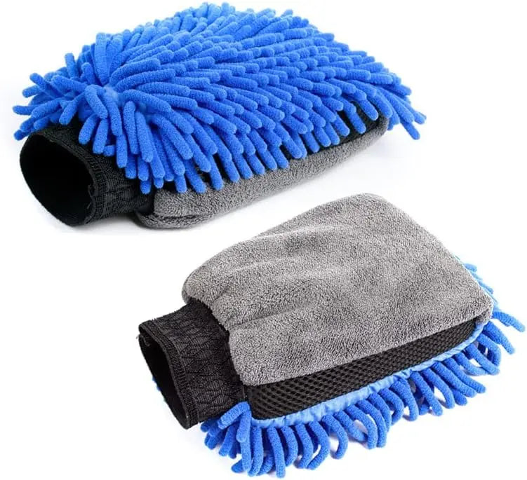3-1Pcs Car Wash Gloves Microfiber Chenille Gloves Waterproof Car Cleaning Mitt Wax Detailing Brush Auto Care Double-faced Glove