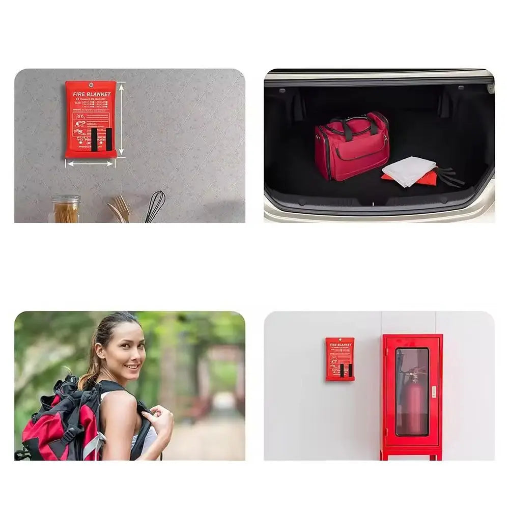 1/1.2/1.5/2M Fire Blankets Square Durable Fiberglass Retardant Fire Tent Boat Emergency Blanket