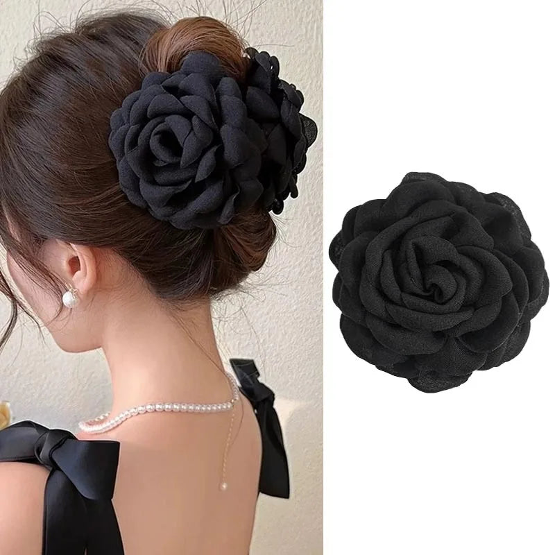 Fabric Rose Flower Hair Claw Clips For Women Girls Hair Clip Barrette Hairpins Hair Clamps Headwear Hair Accessories Gift