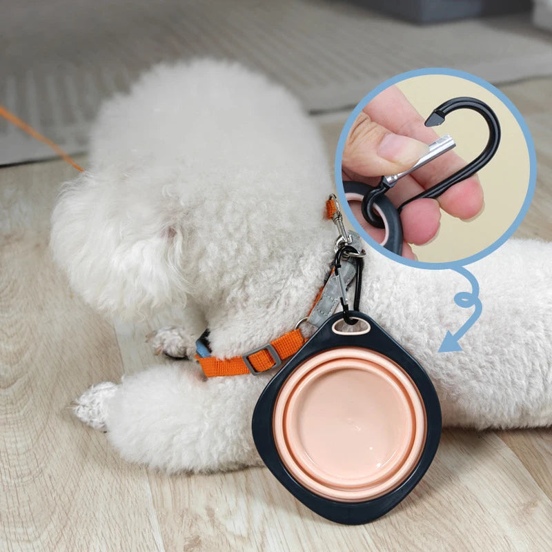 Pet Folding Silicone Bowl Collapsible Dog Outdoor Travel Portable Puppy Food Feeder Dish Bowl Silicone Dog Feeder Bowl 2 In 1