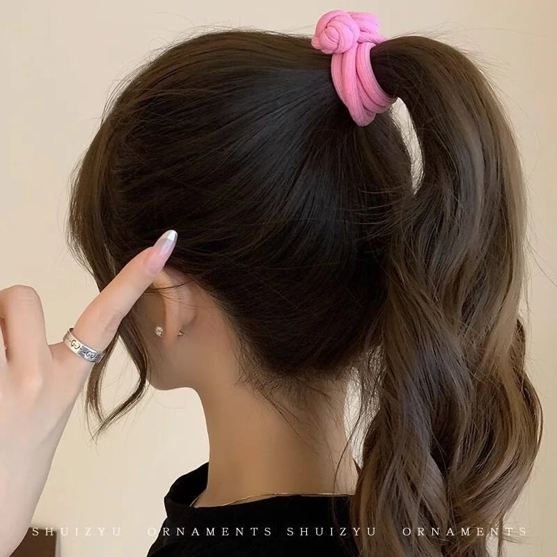 Solid Knot Long Elastic Hair Band For Women Girl Sweet Hair Tie Scrunchie Hair Ring Rubber Band Hair Rope Fashion Hair Accessory