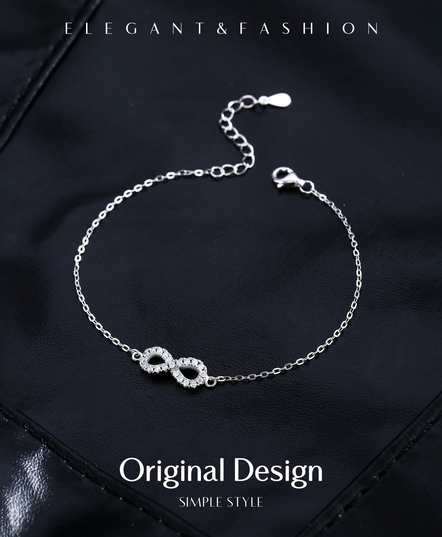 MODIAN D Color Moissanite Lab Created Diamond Bracelet 925 Sterling Silver Romantic Exquisite Infinity Love For Women Jewelry