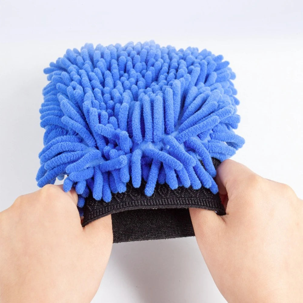 3-1Pcs Car Wash Gloves Microfiber Chenille Gloves Waterproof Car Cleaning Mitt Wax Detailing Brush Auto Care Double-faced Glove