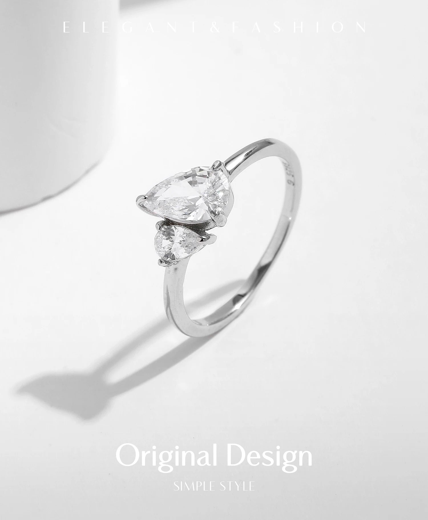 MODIAN Real 925 Sterling Silver Sparkling Water Drop Interweaving Dazzling Clear Pear CZ Finger Rings For Women Fine Jewelry