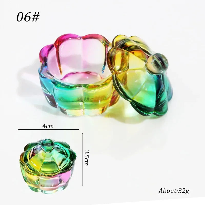 Acrylic Powder Liquid Crystal Glass Cup Aurora Colorful Cup Nail Brush Washing Mug Nail Art Tools Liquid Powders for Mixing Bowl