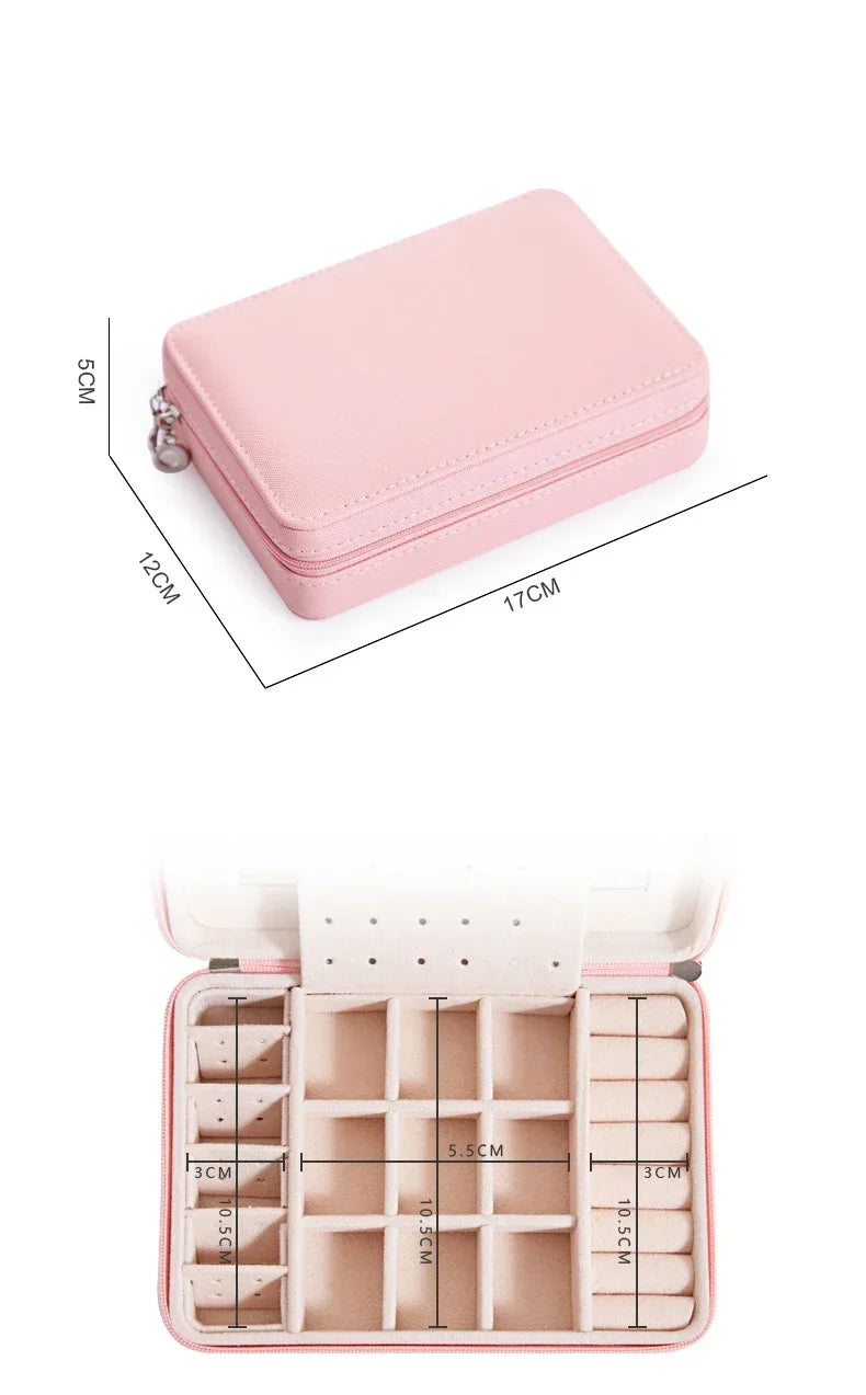 Jewelry Organizer Display Travel Jewelry Case Boxes Portable Jewelry Box Leather Storage Case
