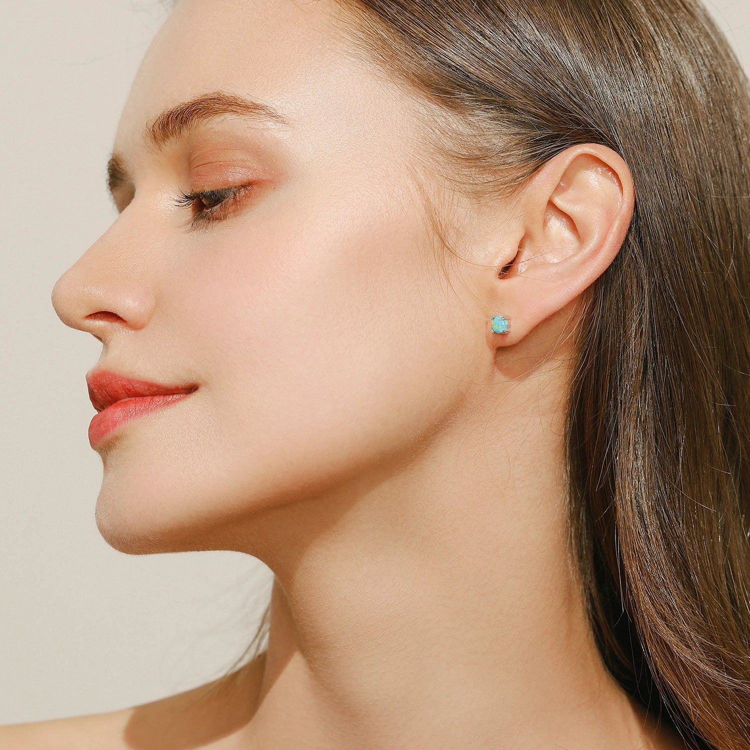 MODIAN 925 Sterling Silver Fashion Stylish Natural Opal Stud Earrings For Women Girl Fine Jewelry Anniversary Gifts Accessories