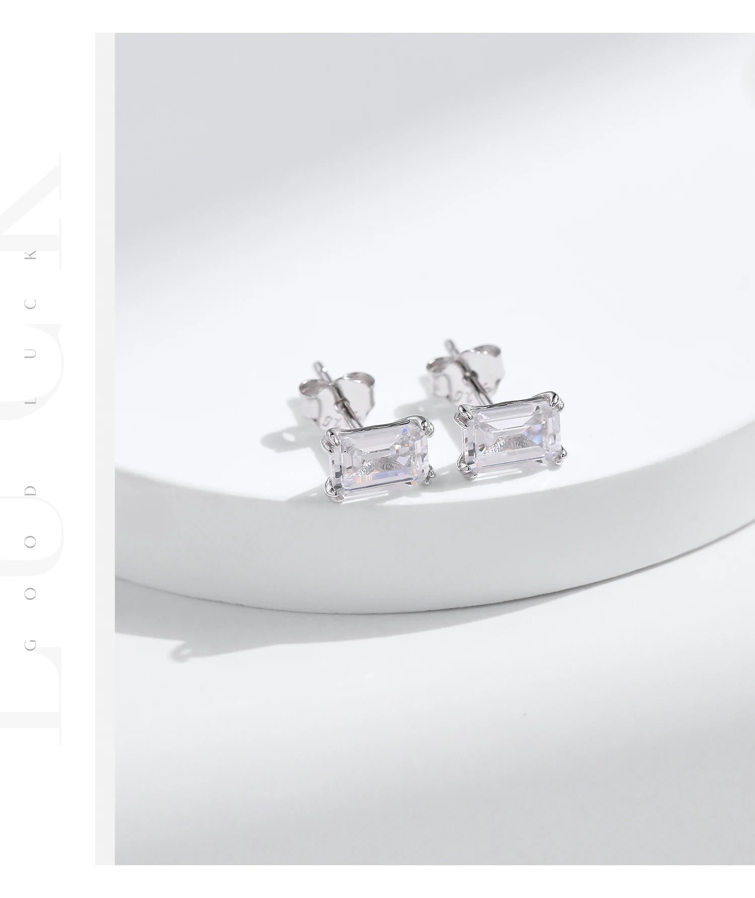MODIAN 925 Sterling Silver Simple Emerald Cut CZ Stud Earrings Hypoallergenic Earrings For Women Wedding Engagement Fine Jewelry