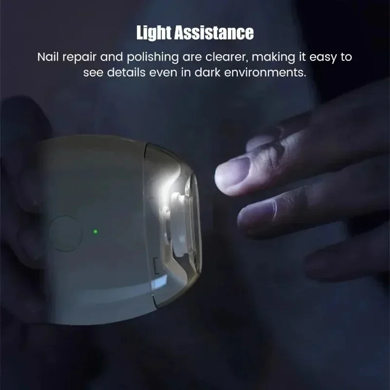 2 IN 1 Electric Nail Clipper Cutter with LED Light Automatic Nail Grinder Trimmer for Adult And Baby Mini Manicure Tools Nail Care