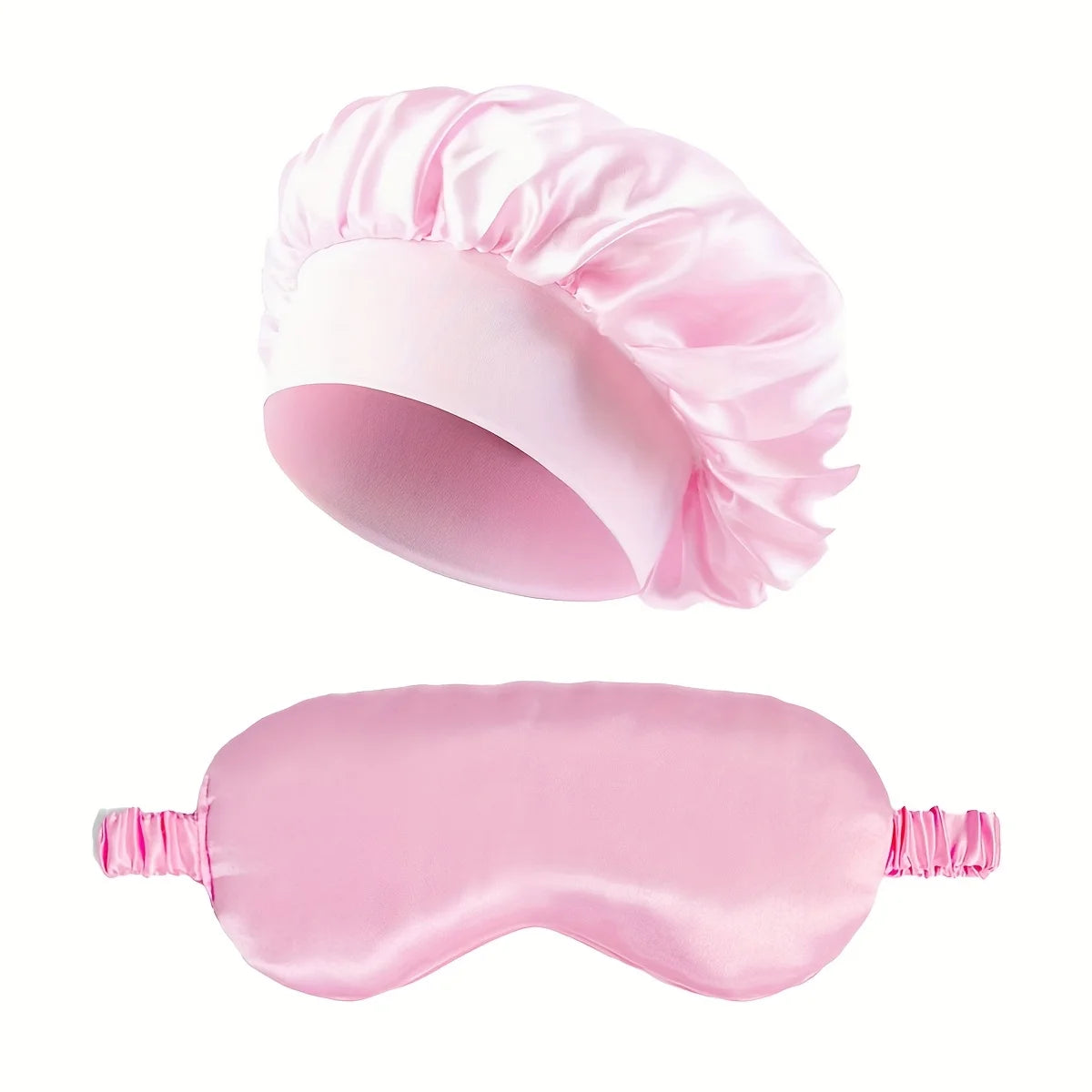 2PCS Satin Bonnet Sleep Cap Eye Mask Set Women Night Care Hair Wrap Sleeping Mask Silk Soft Comfortable Travel Rest Gift
