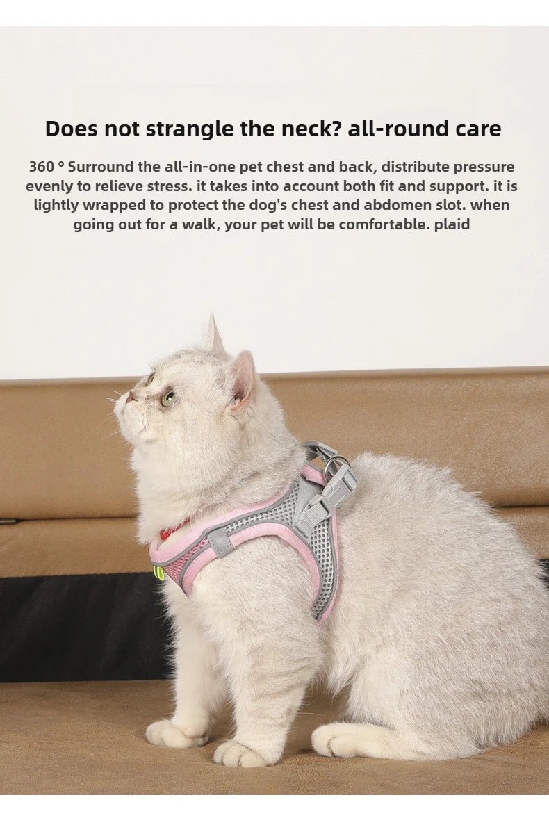 Pet Things Accessories Cute Adjustable  Collar and Leash Set for Walking Safe Reflective Soft Comfortable Vest For Small Medium Dog Cat Pet