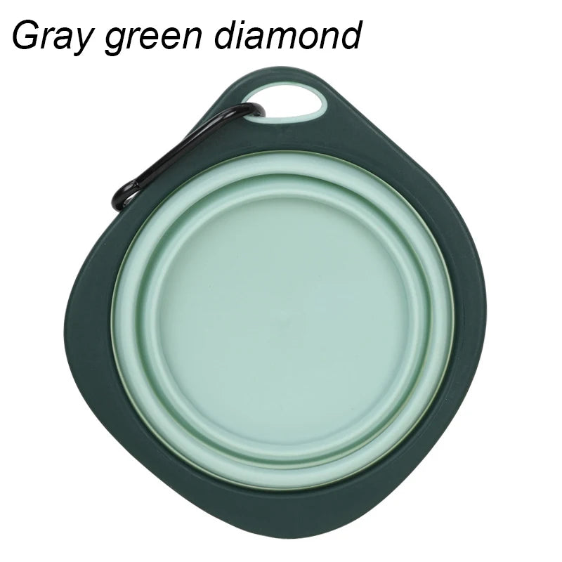 Pet Folding Silicone Bowl Collapsible Dog Outdoor Travel Portable Puppy Food Feeder Dish Bowl Silicone Dog Feeder Bowl 2 In 1