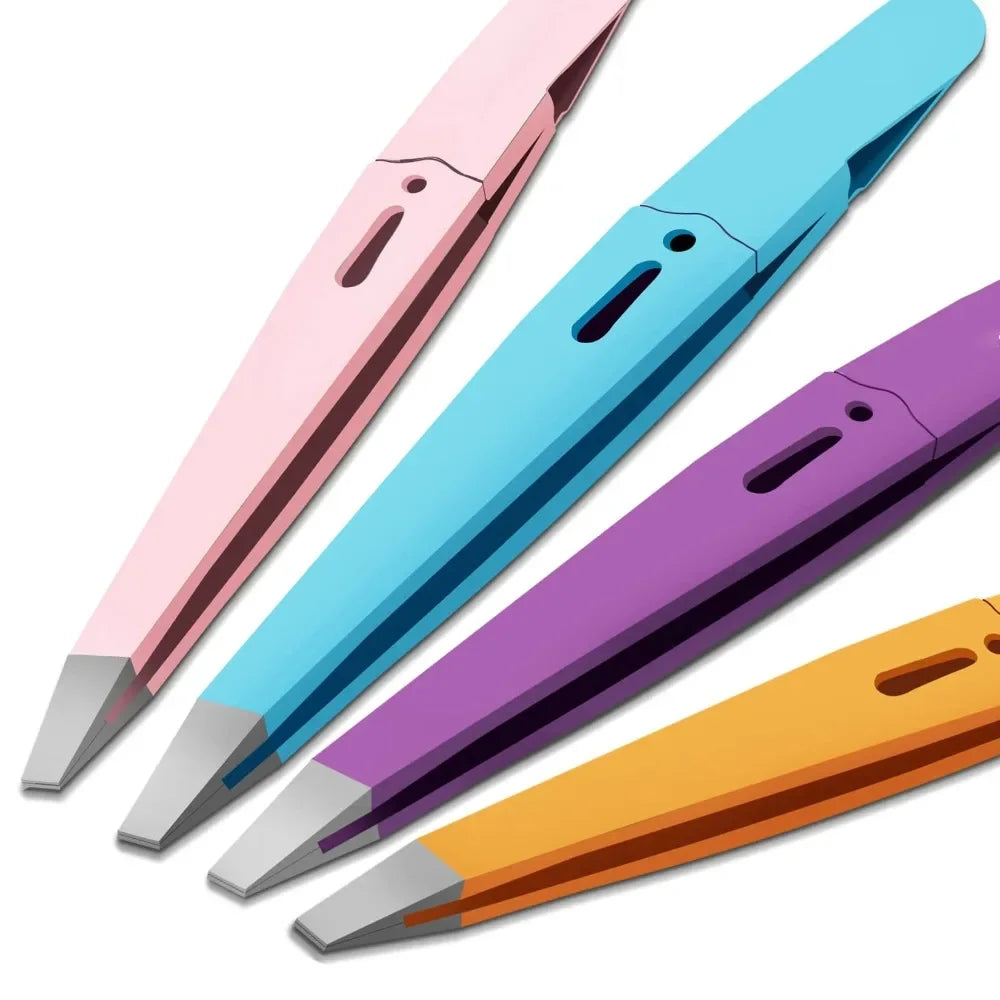 Colorful Eyebrow Tweezer High-Quality Stainless Steel Hair Beauty Fine Hairs Puller Slanted Eye Brow Clips Removal Makeup Tools