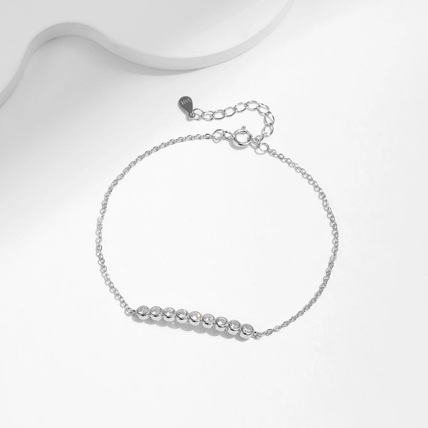 MODIAN D Color Moissanite 925 Sterling Silver Simple Bracelet Round Lab Diamond Chain Link Jewelry For Women Luxury Wedding Gift