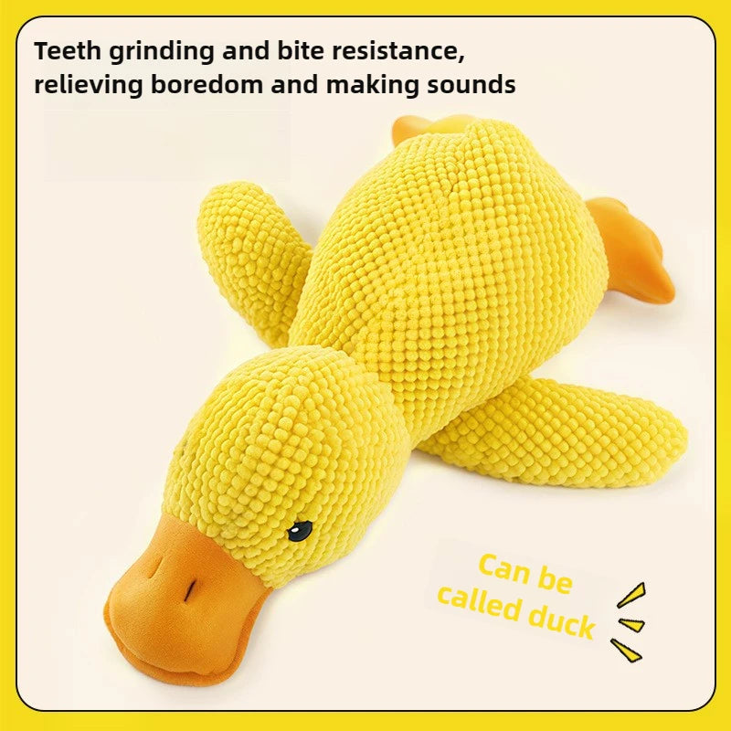 Resistant Grinding Dog Toy Interactive Entertainment Pet Plush Toy Durable Bite Proof Chew Stress Relief Squeaky Duck Design