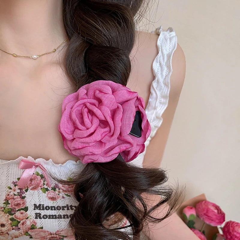 Fabric Rose Flower Hair Claw Clips For Women Girls Hair Clip Barrette Hairpins Hair Clamps Headwear Hair Accessories Gift