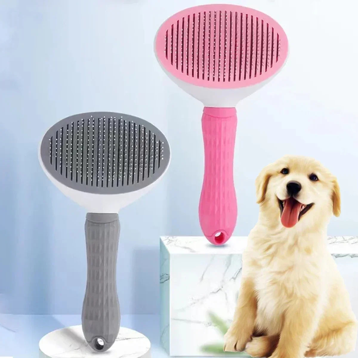 One-Click Pet Hair Removal Comb for Effortless Grooming of Dogs and Cats - Float Hair Removal Slicker Brush